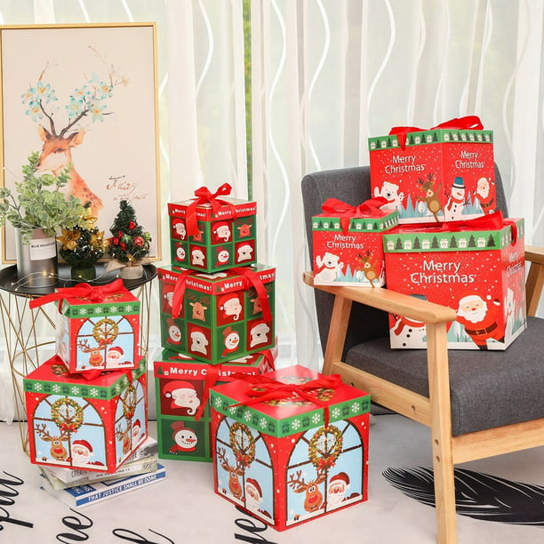 Details about   3pcs Premium Large Christmas Eve Gift Box With Lid & Ribbon Festive Xmas Boxes